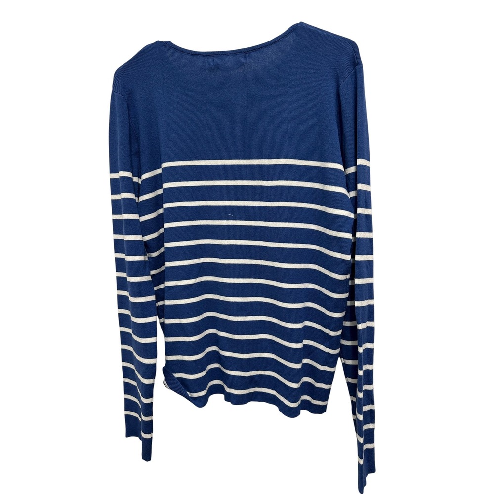 Zesica Women's Long Sleeve Striped Knit Pullover Sweater Top Blue‎ White Size L - Picture 4 of 4